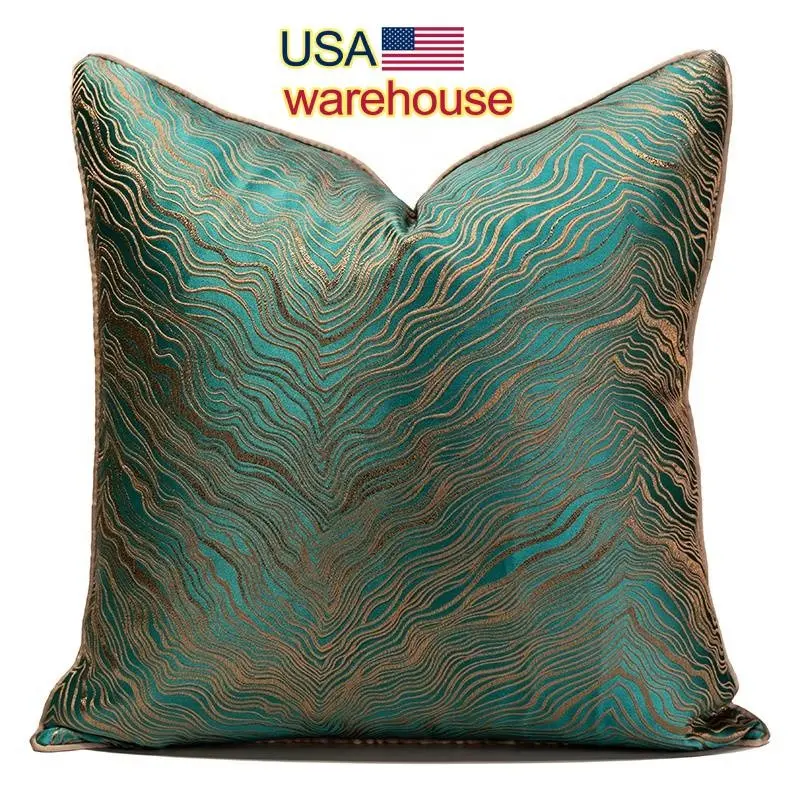 20 x 20 Inch Square Silver Gray Gold Abstract Striped Embroidery Cushion Case Luxury Modern Throw Pillow Cover Decorative Pillow
