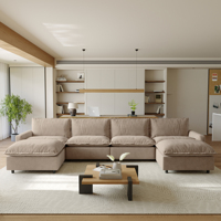 Atunus Funktionssofa Elektrisch Verstellbar Khaki Multi-Port-Ladefunktion Wohnzimmer Modulares Ecksofa-Set