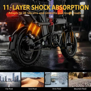 Bicicletta Elettrica Pieghevole per Adulti, Motore da 750W, Velocità Massima 40 km/h, Batteria Rimovibile 48V 20Ah, Autonomia 55-88 km, E-bike Leggera e Portatile da 14'' - Product Image 4