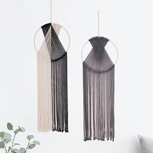 <span class=keywords><strong>Tapisserie</strong></span> murale en macramé nordique - Cordon de coton de couleur Morandi tissé pour la décoration de la maison - Product Image 5