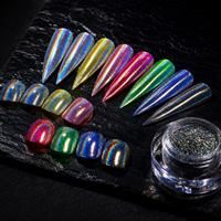 Poudre Chrome Holographique Laser Super Brillante Effet Miroir Métallique Arc-en-ciel Pigment Poudre Chrome