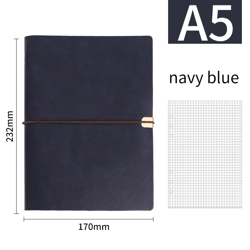 A5 bleu marine-papier quadrillé