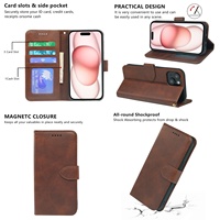 Étui de Téléphone en Cuir pour Samsung Galaxy S25 FE S24 Ultra S23 S22 Plus 15 Pro Max, Housse Portefeuille Magnétique à Rabat avec Béquille