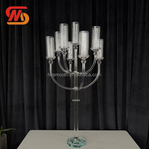 SMOOTH Wholesale Events Party Decoration Durable 9 Arms Clear Crystal Wedding <b>Candlestick</b> - Product Image 1