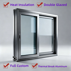 Ventana Corredera <span class=keywords><strong>de</strong></span> Aluminio con <span class=keywords><strong>Doble</strong></span> Acristalamiento, Aislamiento Térmico, Duradera, Estable, <span class=keywords><strong>de</strong></span> Bajo Consumo y Precio Económico para Cocina, África - Product Image 1