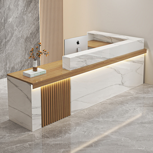 Mostrador de Recepción Moderno y Sencillo para Bares, Comercios, Esquinas, Oficinas, Edificios, Empresas, Tiendas, Hoteles, Salones de Belleza, en Madera - Product Image 1