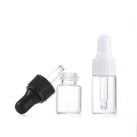 Flacon compte-gouttes plat en verre transparent mini en gros 1ml 2ml 3ml 5ml avec bouchon compte-gouttes pour sérum, huile essentielle, sérigraphie, rechargeable