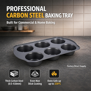 Moule à muffins professionnel en silicone noir mat antiadhésif de 0,4 mm, personnalisable, 6 cavités, pour pâtisserie - Product Image 3