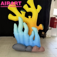 Décoration de récif corallien gonflable personnalisée en usine, installation de corail gonflable multicolore avec support de base en roche