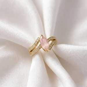Gold plated Rose Quartz Marquise Cut <b>Ring</b> <b>Silver</b> <b>Ring</b> Fashionable Classic Style Statement <b>Ring</b> <b>eternity</b> vermeil <b>ring</b> - Product Image 5