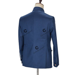 Cenne Des Graoom <span class=keywords><strong>Blue</strong></span> <span class=keywords><strong>Safari</strong></span> abiti da uomo blazer su misura pantaloni Business normale causale festa cantante sposo Prom - Product Image 5