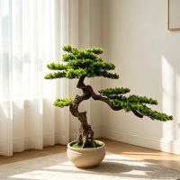 Bonsaï artificiel de cyprès rouge et vert, plante artificielle réaliste en pot, décoration de table pour la maison, mariage, paysage zen