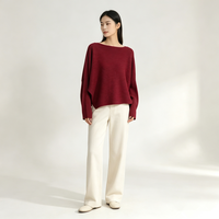 Haut en maille Andy Velvet à col rond, coupe ample, manches longues, amincissant et polyvalent pour le début de l'automne