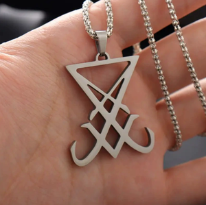 Collar con Sello de <span class=keywords><strong>Lucifer</strong></span>, Acero Inoxidable, Símbolo Satánico, Sello de Satán, Colgante de <span class=keywords><strong>Lucifer</strong></span>, Joyería de Demonio, Regalo - Product Image 3