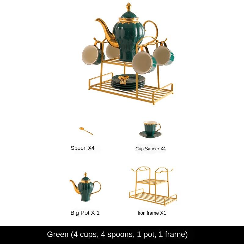 Service à café vert 4 tasses