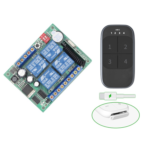 KONST 12V-48V 433 Learning Code 4 Channels Lamp Water Pump Power Wireless Remote Control Switch Latching Non Latching Controller