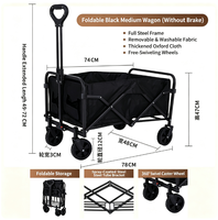 Chariot de camping pliable d'extérieur, chariot utilitaire portable, chariot de pique-nique avec poignée pour l'extérieur, la plage, le jardin, le parc