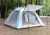 Tente Pop-Up Double Couche Entièrement Automatique en Polyester Bleu pour Camping en Plein Air, Épaisse, Imperméable et Anti-UV, Portable