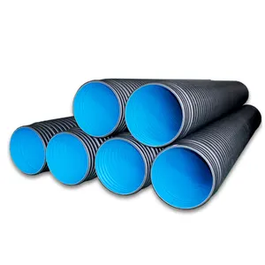 High quality Grand Diameter Plastic Hdpe Double Wall Corrugated Sewer Drain Pipe HDPE fitting pipe polyethylene pipe