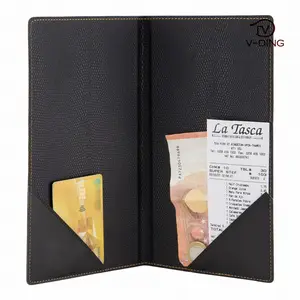 Schwarzes Restaurant / Hotel Bill Folder Leder File Folder Geprägter Leder ordner A4 Dokumenten halter Print Faux Leather Superior