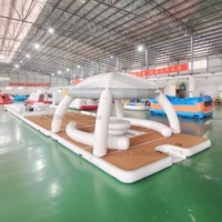 Inflable flotante Sun Deck isla flotante salón fiesta ocio plataforma inflable flotante fiesta muelle con tiendas de campaña