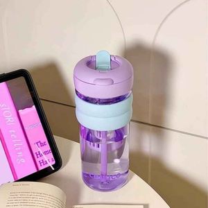 Stylish <b>Reusable</b> Straw <b>Cup</b> Large Capacity Double-Drink Portable Tea Infuser Food Safe New Gift Summer Plastic Drinkware Adults - Product Image 3