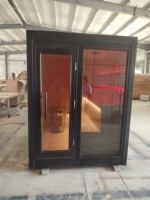 Ruang Sauna Kayu Cedar Merah Luar Ruangan Baru dengan Tungku Pemanas/Pemanas Kayu Bakar dan Panel Kontrol Gaya Tradisional untuk 2 Orang