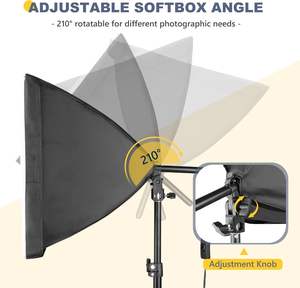 Softbox ชุดไฟถ่ายภาพ, 16 ''x 16'' ชุดไฟ softbox มืออาชีพพร้อมหลอดไฟ LED 85W 3000-7500K, - Product Image 5