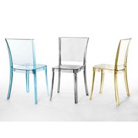 Chaise transparente LUCIENNE modèle 7H12 en polycarbonate translucide ambre/bleu pour salons