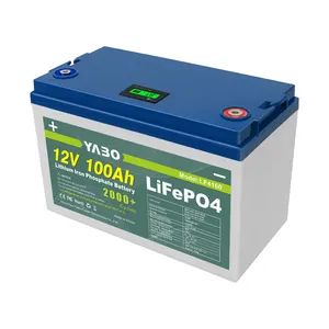 YABO CE FCC MADS UN Chứng Nhận Sạc Điện Chu Kỳ Sâu Lithium Sắt Phosphate Lifepo4 12V 100Ah Pin Lithium Ion