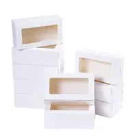 Boîte à biscuits personnalisée pour pâtisserie, impression alimentaire, boîte à rabat en carton ivoire avec fenêtre, finition mate