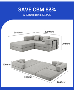 <span class=keywords><strong>Canapé</strong></span> convertible modulaire 3 places en forme de L, sans cadre, compressé sous vide en boîte - Product Image 2