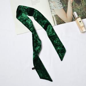 MIO nouvelles femmes écharpe mince couleur unie foulard pur velours maigre soie écharpe filles <span class=keywords><strong>Vintage</strong></span> <span class=keywords><strong>cravate</strong></span> ceinture tête foulards pour dames - Product Image 6