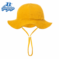 Chapeau de soleil en mousseline pour bébé UPF 50+ respirant coupe-vent en coton avec large bord pour l'extérieur, la plage, l'été, unisexe