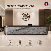 Comptoir d'accueil contemporain pour hall d'entreprise avec panneau frontal double finition, longueur personnalisée, service OEM ODM