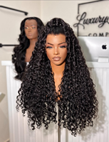 Wig Rambut Asli Kamboja HD Lace Front untuk Wanita Kulit Hitam, Kepadatan 180% 250%, 5x5 HD Lace Closure, Wig Rambut Manusia Keriting Panjang