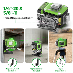 Nivelador Láser <span class=keywords><strong>HUEPAR</strong></span> DP04CG de 16 Líneas <span class=keywords><strong>4D</strong></span> de Nuevo Diseño para Agricultura, Kit de Indicadores LED con Ajuste de Brillo - Product Image 3