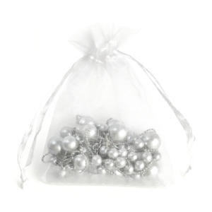 שקית אורגנזה עם הדפס לוגו בהתאמה אישית, שקית מתנה עם שרוך, שקית תכשיטים אורגנזה לבנה ורודה ניתנת למחזור - Product Image 3