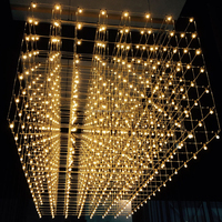 Lustre d'Art Moderne Personnalisé pour Hôtel, en Forme de Cube 3D, Grille Étoilée, Forme Géométrique, en Acier Inoxydable, pour Villa, Hôtel, Salle à Manger