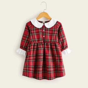تي شيرت كارتان بياقة متباينة من بيتر بان فستان منقوش للبنات الرُضَّع - Product Image 1
