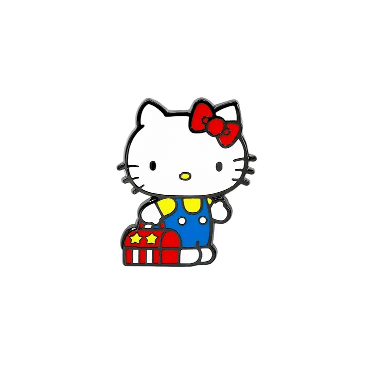 Lindo y Adorable Hello Kitty Diseño de personajes de dibujos animados japoneses Diseño Esmalte duro Pins Obra DE ARTE gratis Accesorios de metal