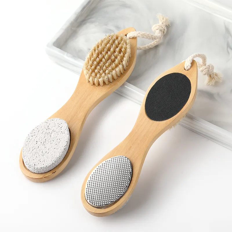 4-в-1 деревянная ножная шлифовальная каменная доска для мытья ног для очистки для удаления омертвевшей кожи