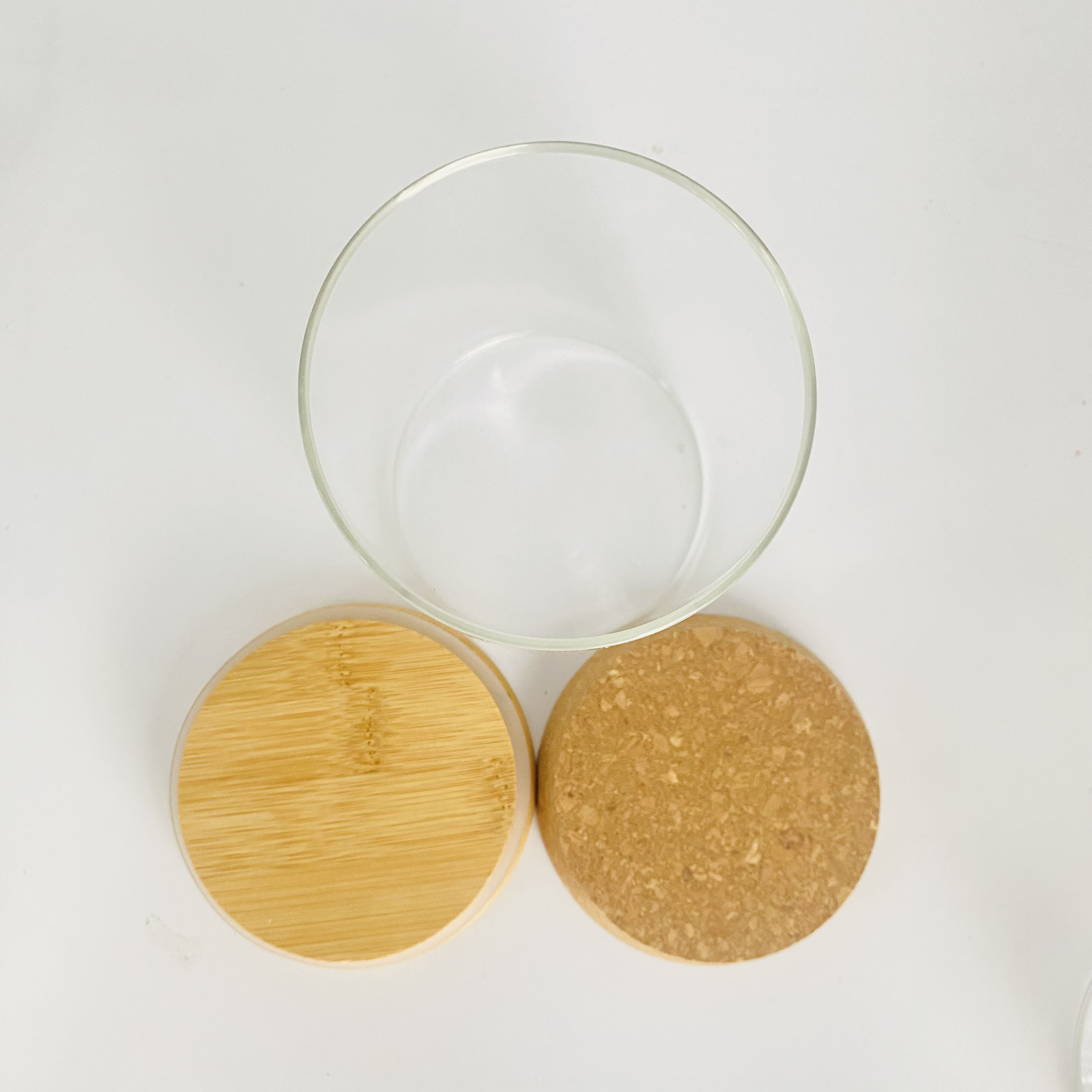 Cylinder Sealed Air Tight Kitchen Glass Spice Jar Container With Bamboo Lid Round Glass Storage Tank