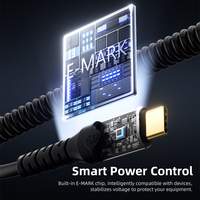 Kabel Ekstensi USB-C Melingkar USB 3.2 Gen 2x2 4K 60Hz PD 100W Tipe C untuk SSD Hub VR Monitor Laptop