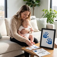 Kit de 3 empreintes de mains et de pieds de bébé sans encre, avec cartes de jalons de développement, un joli souvenir pour la fête prénatale