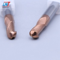 UNT Solid Carbide HRC65 2Flutes Ball Nose End Mill untuk Baja Keras Tinggi, Baja Paduan Karbon, Pemotong Baja, Alat Pemotong CNC