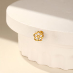 Piercing de Cartílago con Forma de Mariposa y Flor, Chapado en Oro de 18K, Plata 925, Zirconia 5A, 1.2*8mm - Product Image 3