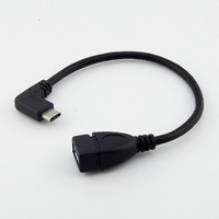 Kabel Konverter OTG USB 3.1 Tipe-C ke USB 3.0 Female Sudut Kanan, Konduktor Tembaga Murni, Selubung PVC, Pelindung Anyaman, untuk Ponsel