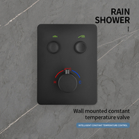 Robinet de douche thermostatique LESUN noir mat poli avec 3 poignées, design moderne pour appartement et hôtel
