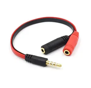 4-polige 3.5Mm Mannelijke Naar 2 Vrouwelijke Stereo Audio Headset Oortelefoon Splitter Adapter Kabel